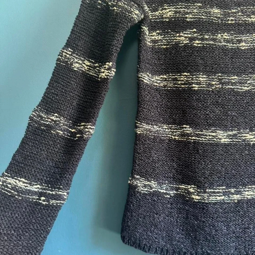 Talbots Stripe Sweater Women's Size Small Petite‎ Blue White Drop Shoulder Knit